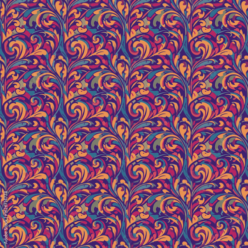 Seamless background with traditional Japanese pattern in Karakusa style  