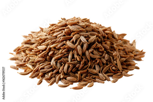 Pile of cumin seeds isolated on transparent background