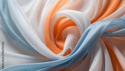Dreamy Abstract Flowing Silk Texture with Glowing Orange Core
