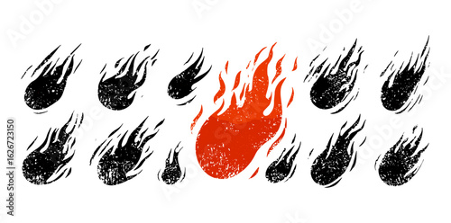 Flame brush grunge icon, crayon paint vector logo, hot spray doodle symbol, abstract heat shape, sketch tattoo background, street art outline, flame passion, punk rock stencil silhouette