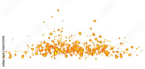 fiery burning embers and glowing sparks with orange flame particles flying upward on transparent background. Perfect design elements for explosion, warmth, industrial, and natural fire effects