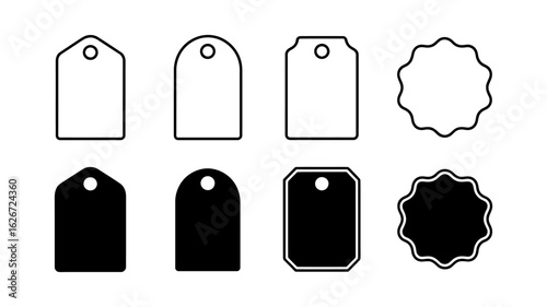 Vector art of set of different shape price tags isolated on white background for your design