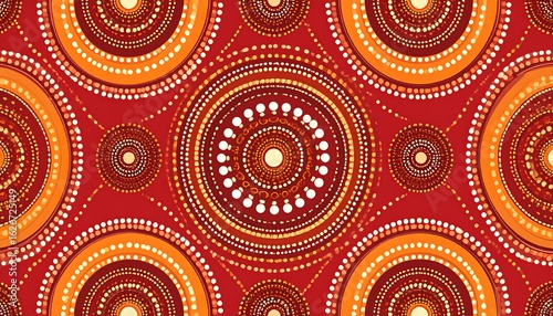 Circular patterns on a red background