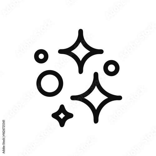 clean icon in thin line style, easy cleaning symbol on white background, vector illustration