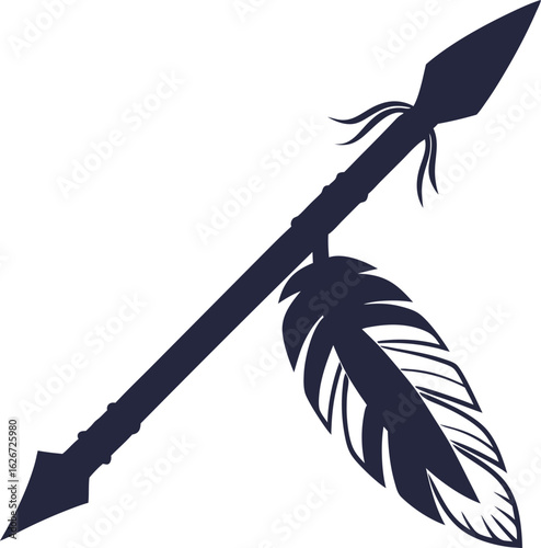 Dark blue arrow with feather adornment weapon  style vector illustration EPS file download	