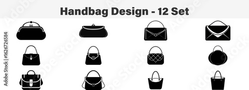 Handbag Design 12 set silhouette vector illustration