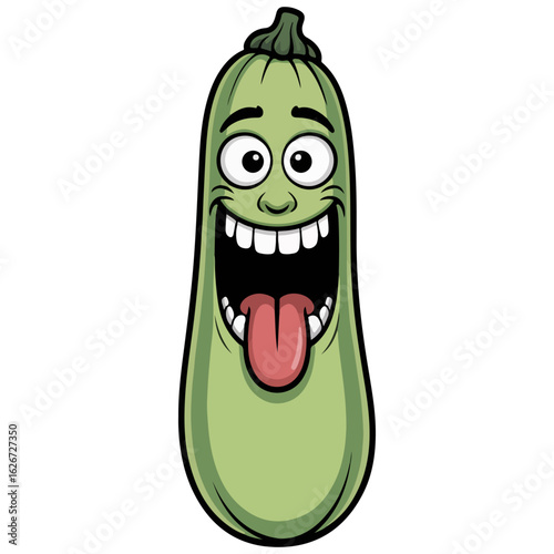 A funny cartoon zucchini with a cheerful expression, Transparent png isolated vector