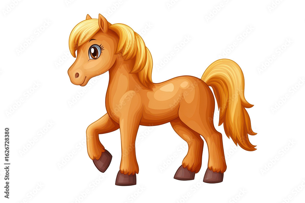 Cartoon Horse with Blonde Mane and Tail Animated Equine Character Digital Art Style Isolated on Black Cartoon Horse with Blonde Mane and Tail Animated Equine Character Digital Art Style Isolated on Black