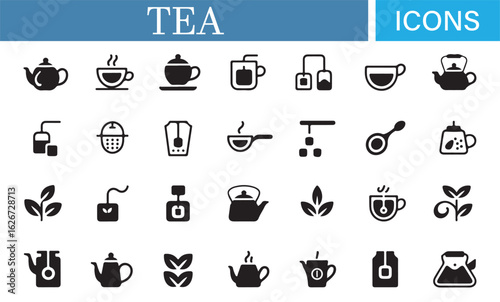 Complete Tea Icon Set for Culinary, Tea Ceremony, and Beverage Design Projects