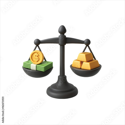 A 3D chess set is balanced on a scale with dollar and euro currency symbols, representing a concept of business, finance, and legal equality