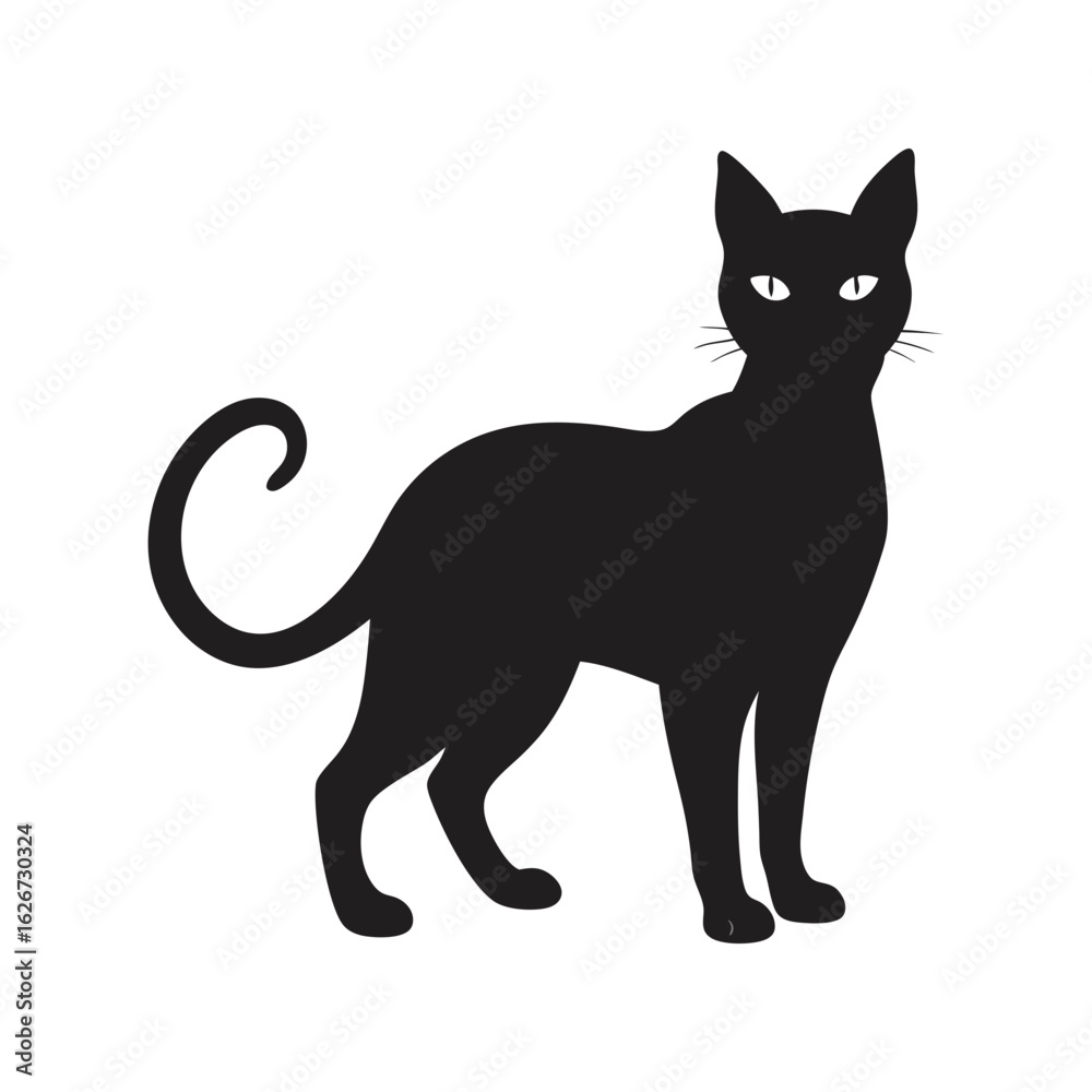 silhouette of graceful cat vector art silhouette of graceful cat vector art