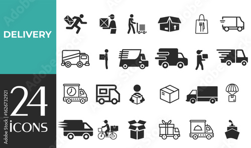 Delivery and Logistics Web Icons in Line Style – Shipping, Courier, Tracking, Refunds & Service Icons for Web and Mobile App | Vector Illustration