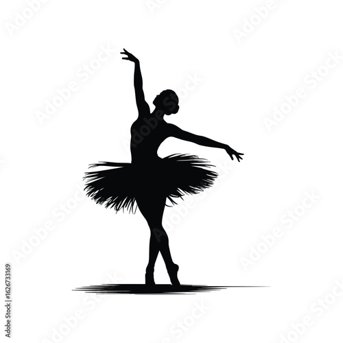Elegant silhouette of a ballerina in a tutu performing a graceful dance