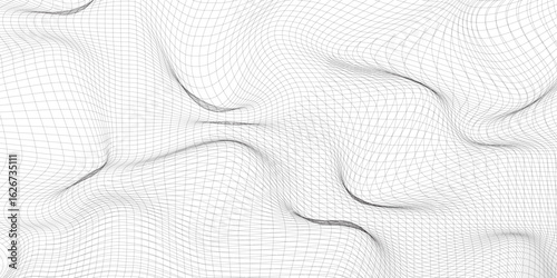Abstract pattern. Texture with wavy, curves lines. Optical art background. Wave design black and white. Digital image with a psychedelic stripes. Vector illustration