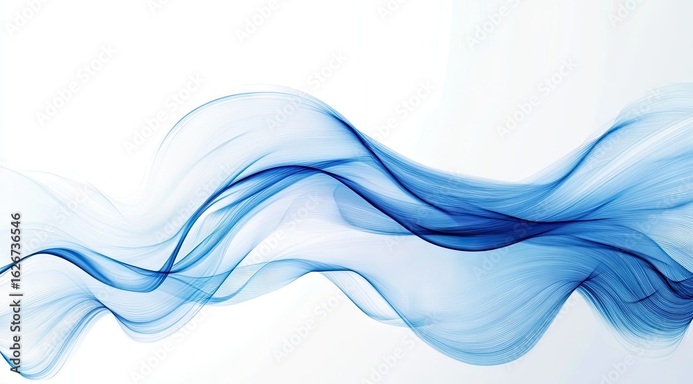 Fototapeta premium Abstract flowing blue waves on white background (6)