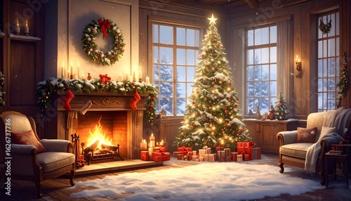 Cozy Christmas Living Room Scene