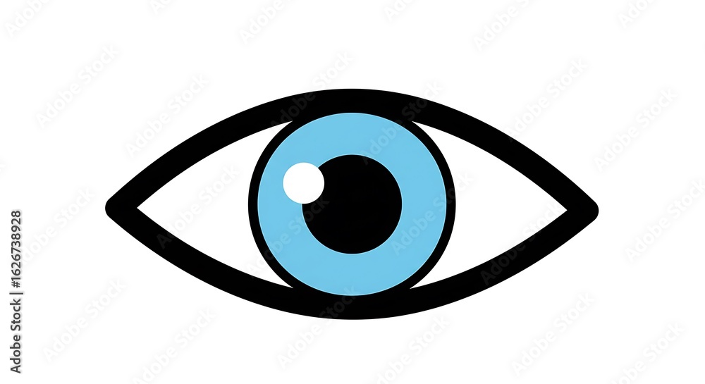 Eye Illustration with Light Blue Iris on White Background Eye Illustration with Light Blue Iris on White Background