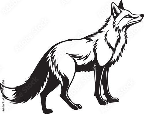 A stylized fox illustrated in a circular form, showcasing its characteristic features like ears and tail in a unique design