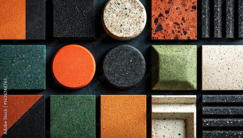 Fototapeta premium Geometric shapes of colorful composite material samples