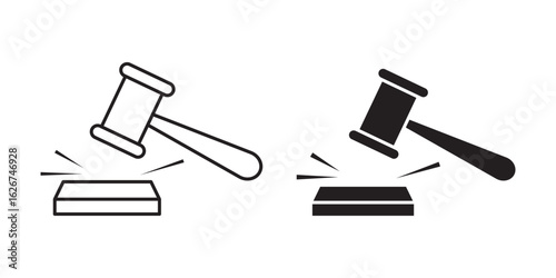 Gavel icon set. judge gavel icon vector. law icon vector. Judge hammer silhouette vector, court hammer icon set.vector illustration.
