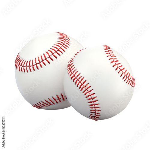 Two baseball balls isolated on transparent background