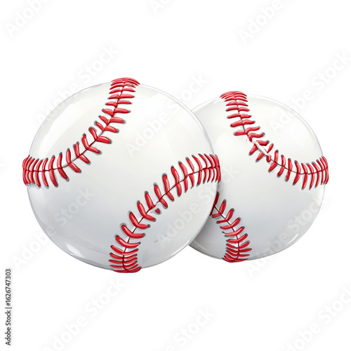 Two baseball balls isolated on transparent background, a sport equipment for game isolated on transparent background