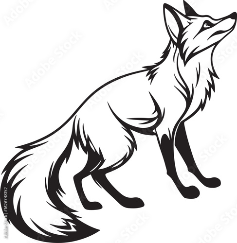 A stylized fox illustrated in a circular form, showcasing its characteristic features like ears and tail in a unique design