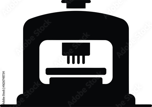 Black industrial machine with pressing mechanism manufacturing technology
