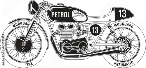Vintage cafe racer motorcycle vector 