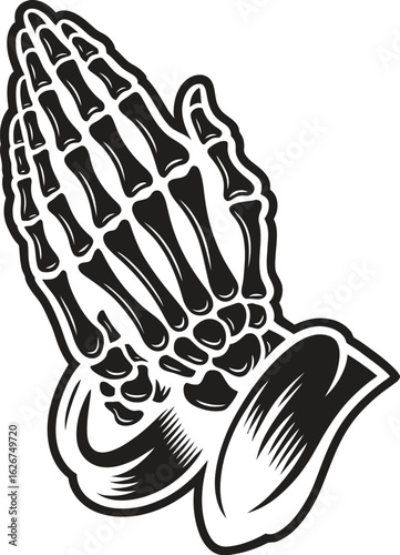 Vintage skeleton praying hands concept vector 