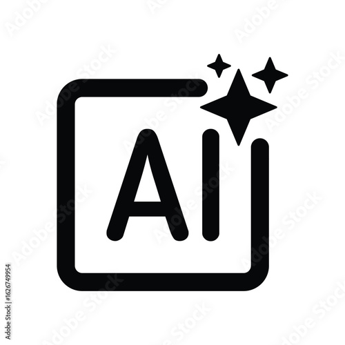 Artificial intelligence icon outline. AI icon with three stars for logo, application and website. vector illustration