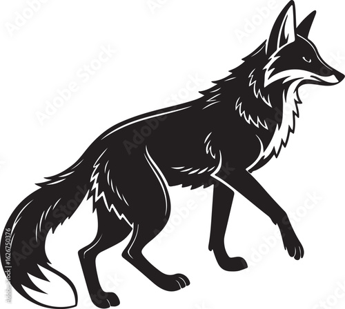 A stylized fox illustrated in a circular form, showcasing its characteristic features like ears and tail in a unique design