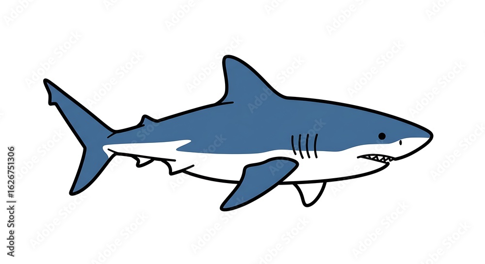 Naklejka premium Shark Swimming Illustration on White Background