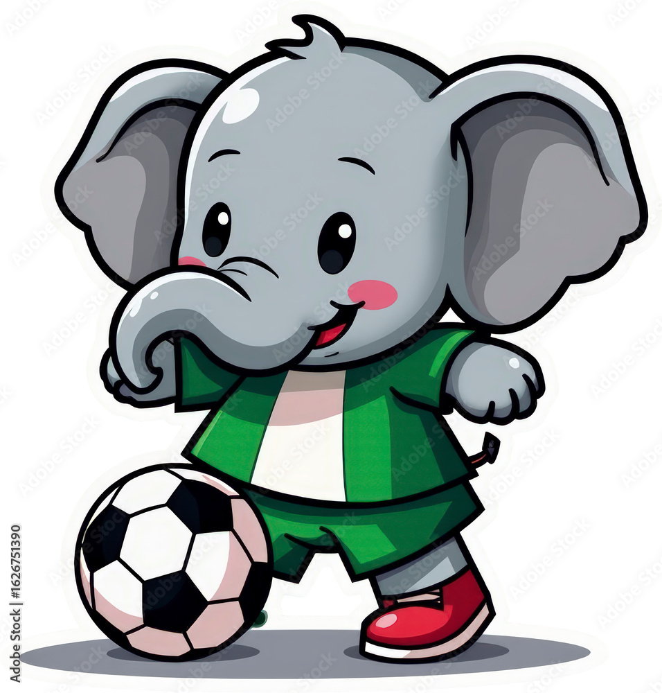 Obraz premium futbol, soccer, mundial, dibujos animados, animal, mouse, elefante, ilustración, vector, bebé, ositos, juguete, diversión