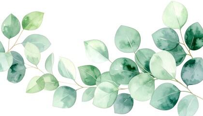 Delicate eucalyptus leaves in soft pastel greens