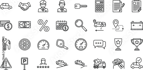 Car sales line icon silhouette isolated on white background
