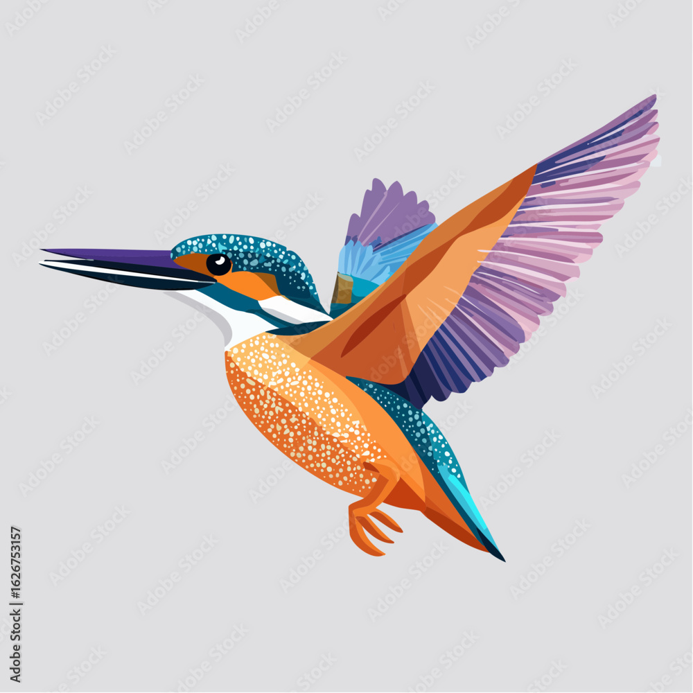 Obraz premium stippling vector silhouette of a diving kingfisher with micro-dot wing detailing, dynamic bird illustration, nature-inspired design