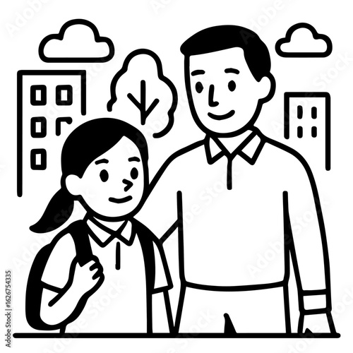  Man Cleaning and Maintaining House - Black and White Vector