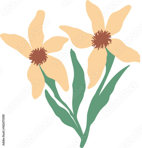 Hand Drawn Cartoon Flower Vector Set