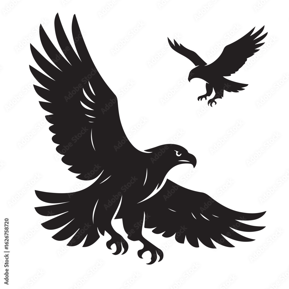 Fototapeta premium Eagle flying silhouette vector illustration