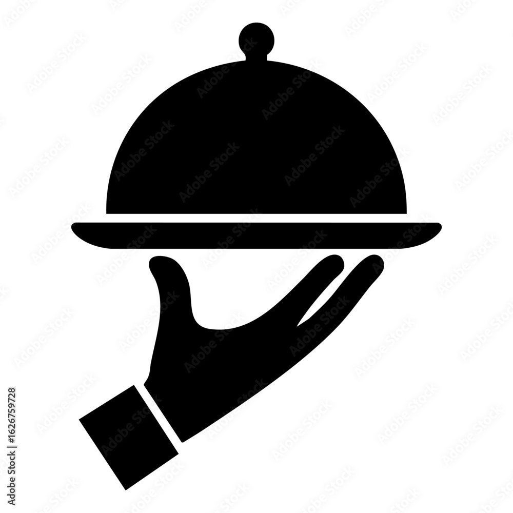 Fototapeta premium covered plate serving with hand vector