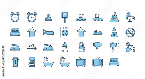 Hotel Room Amenities Icons Vector Design Elements