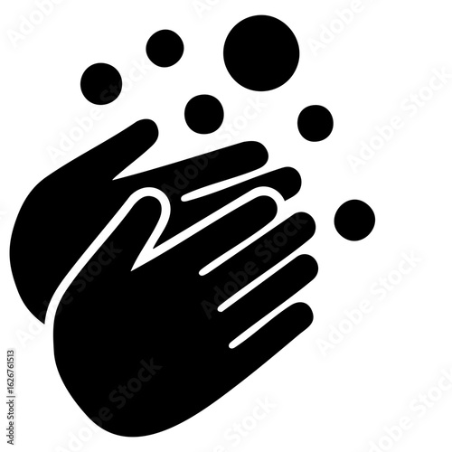 washing hands with soap bubbles vector icon