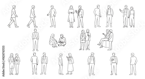 People illustration Diverse groups Line art