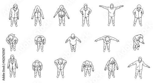 People from above looking down various poses