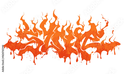 Graffiti flame stencil spray paint symbol with grunge drip and splatter effects, isolated on transparent background, urban street art style, creative retro stencil icon, trendy black flame