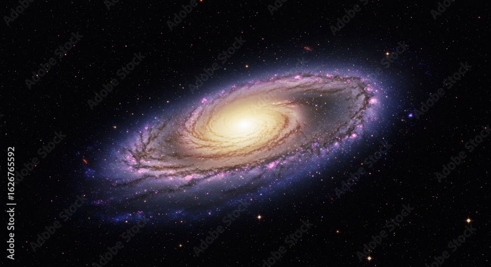Fototapeta premium Stunning spiral galaxy displayed in outer space amidst a dark background