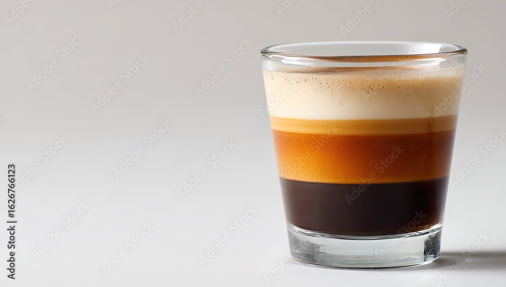 Small glass of layered coffee drink Small glass of layered coffee drink