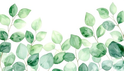 Delicate watercolor eucalyptus leaves