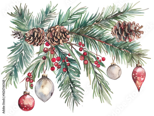 Christmas Garland with Pink and Silver Baubles